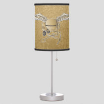 Concrete mixer beige table lamp