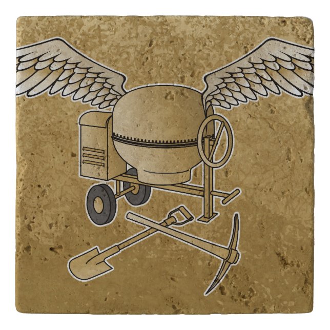Concrete mixer beige trivet (Front)