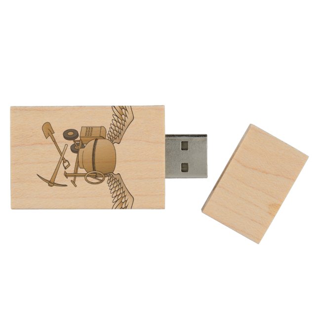Concrete mixer beige wood flash drive (Opened)