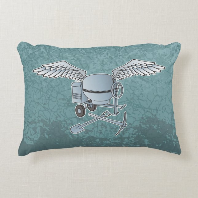 Concrete mixer blue-gray accent pillow (Front)