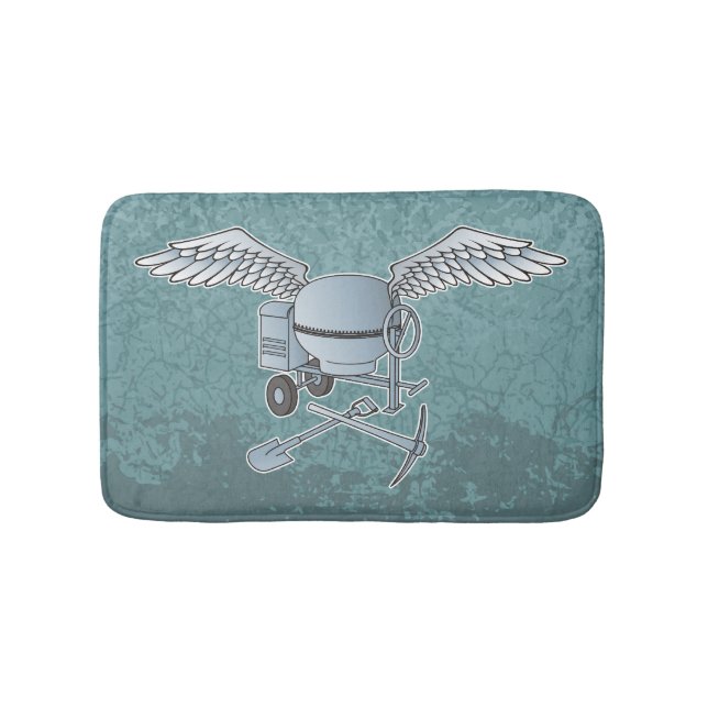 Concrete mixer blue-gray bathroom mat (Front)