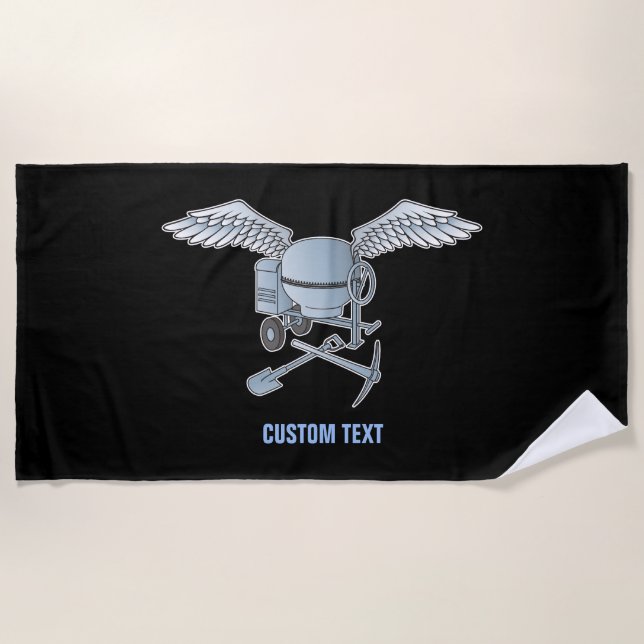 Concrete mixer blue-gray beach towel (Front)