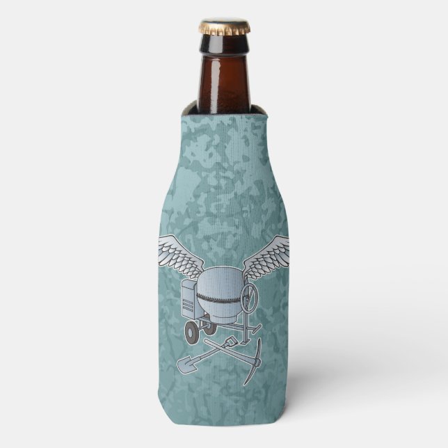 Concrete mixer blue-gray bottle cooler (Bottle Front)