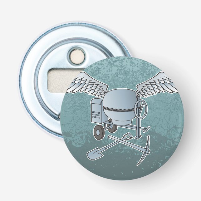 Concrete mixer blue-gray bottle opener (Front)