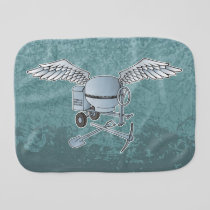 Concrete mixer blue-gray burp cloth