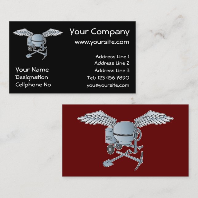 Concrete mixer blue-gray business card (Front/Back)