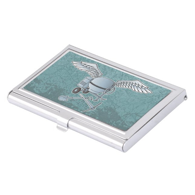 Concrete mixer blue-gray business card case (Front)