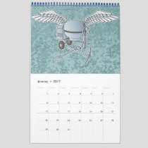 Concrete mixer blue-gray calendar