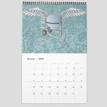 Concrete mixer blue-gray calendar