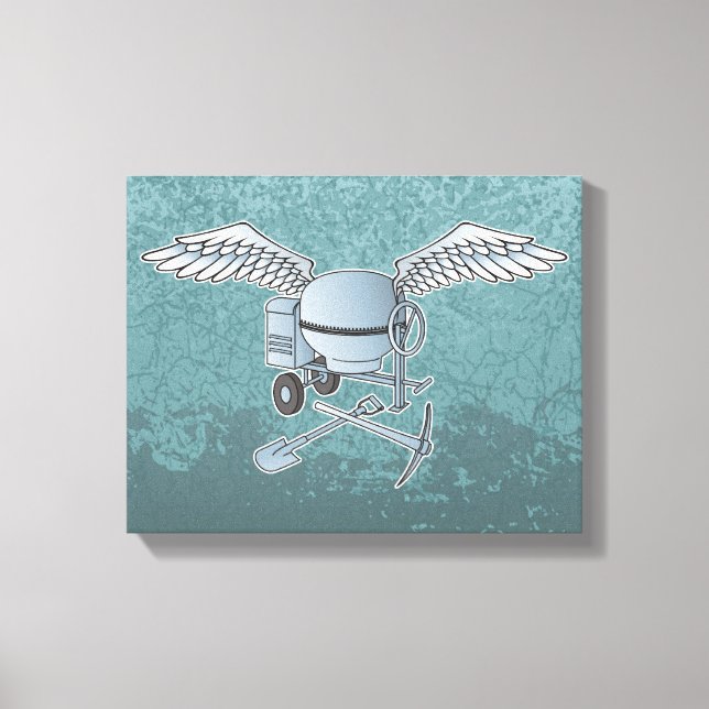 Concrete mixer blue-gray canvas print (Front)