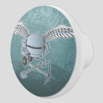 Concrete mixer blue-gray ceramic knob