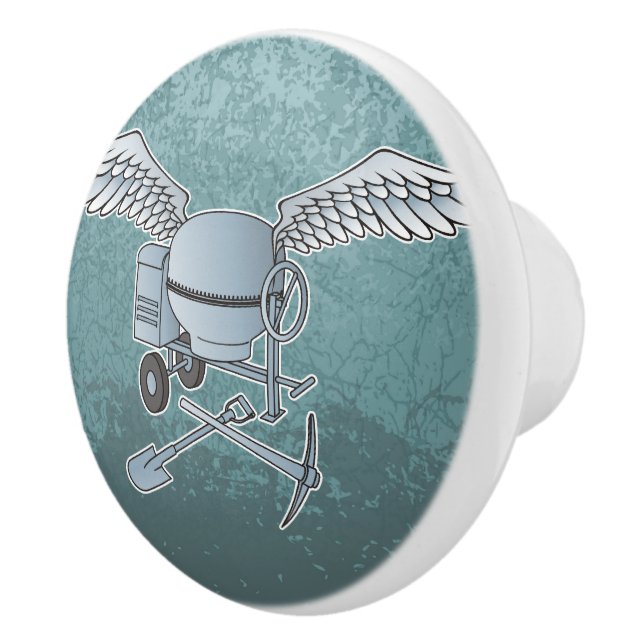 Concrete mixer blue-gray ceramic knob (Right)