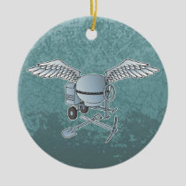 Concrete mixer blue-gray ceramic ornament
