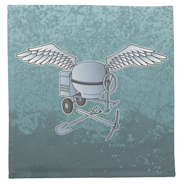 Concrete mixer blue-gray cloth napkin (Front)
