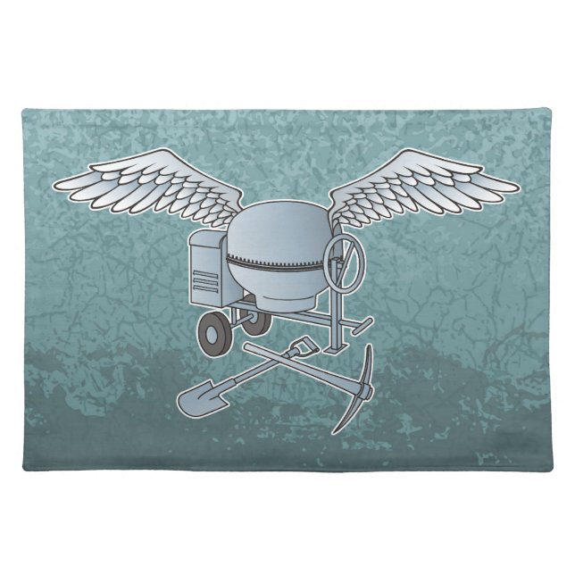 Concrete mixer blue-gray cloth placemat (Front)