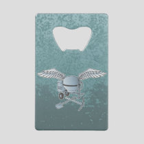 Concrete mixer blue-gray credit card bottle opener