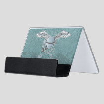 Concrete mixer blue-gray desk business card holder