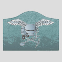 Concrete mixer blue-gray door sign