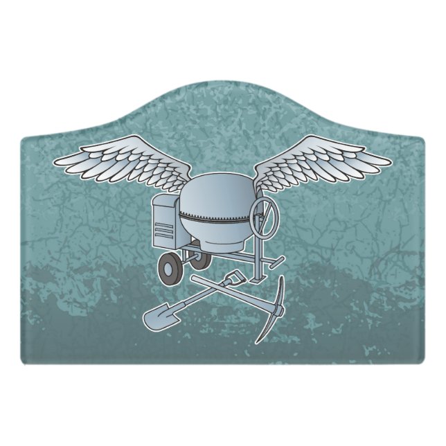 Concrete mixer blue-gray door sign (Small Crest Front)