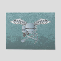 Concrete mixer blue-gray doormat