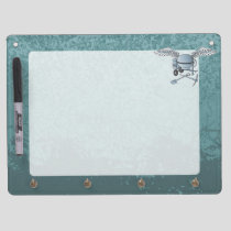 Concrete mixer blue-gray dry erase board with keychain holder