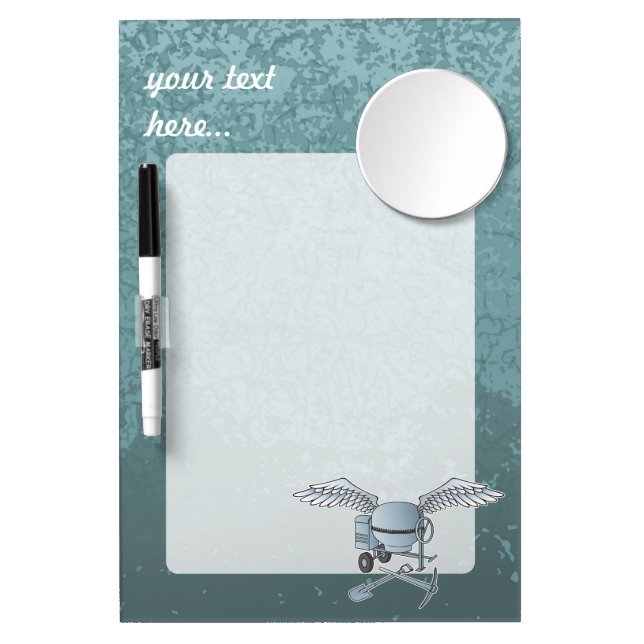 Concrete mixer blue-gray dry erase board with mirror (Front)
