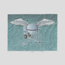 Concrete mixer blue-gray fleece blanket