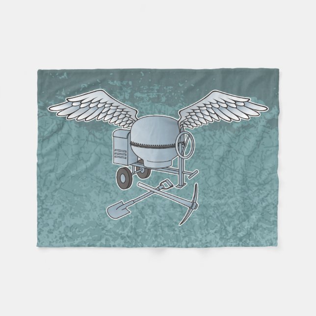 Concrete mixer blue-gray fleece blanket (Front (Horizontal))