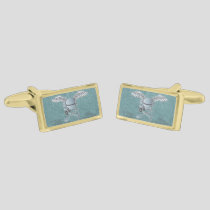 Concrete mixer blue-gray gold cufflinks