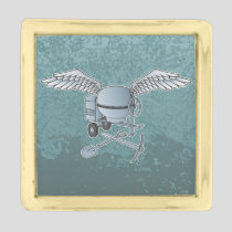 Concrete mixer blue-gray gold finish lapel pin