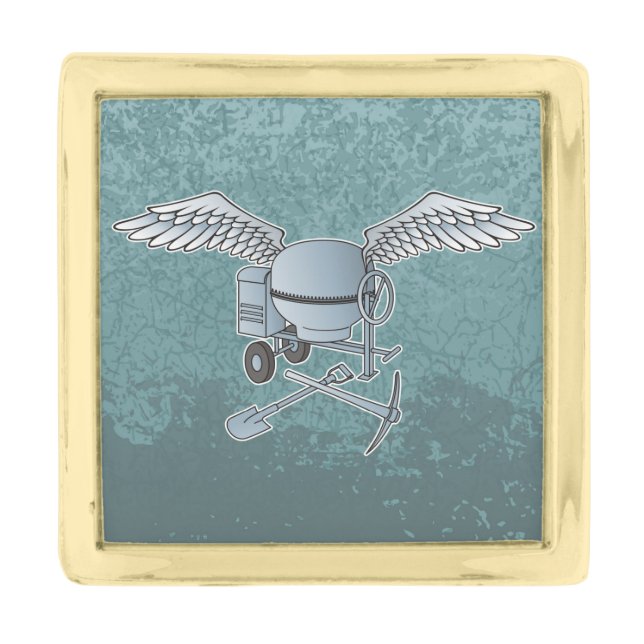 Concrete mixer blue-gray gold finish lapel pin (Front)