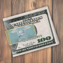 Concrete mixer blue-gray gold finish money clip