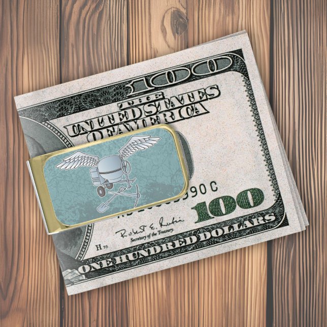 Concrete mixer blue-gray gold finish money clip (Creator Uploaded)