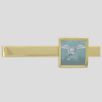 Concrete mixer blue-gray gold finish tie clip
