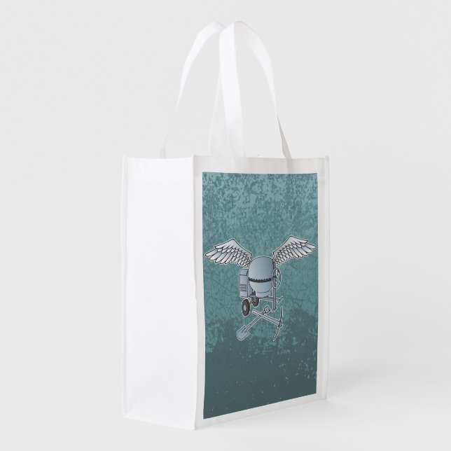 Concrete mixer blue-gray grocery bag (Back Side)