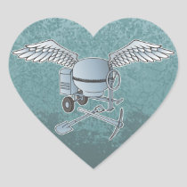 Concrete mixer blue-gray heart sticker