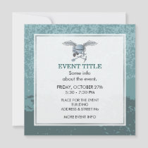 Concrete mixer blue-gray invitation