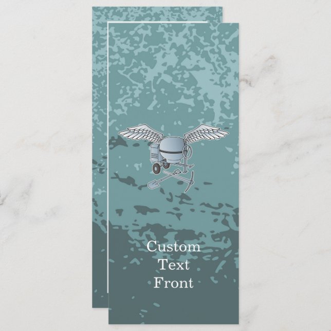 Concrete mixer blue-gray invitation (Front/Back)