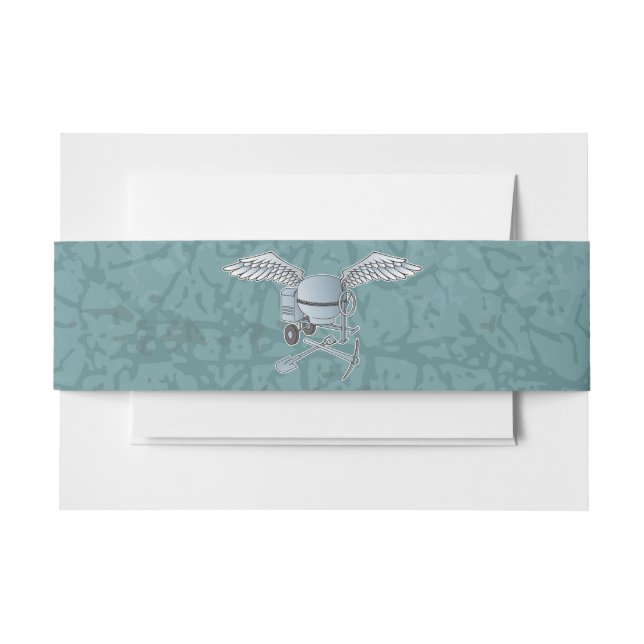Concrete mixer blue-gray invitation belly band (Front Example)