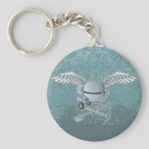 Concrete mixer blue-gray keychain