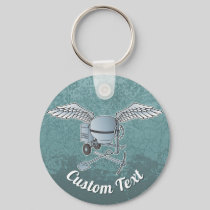 Concrete mixer blue-gray keychain