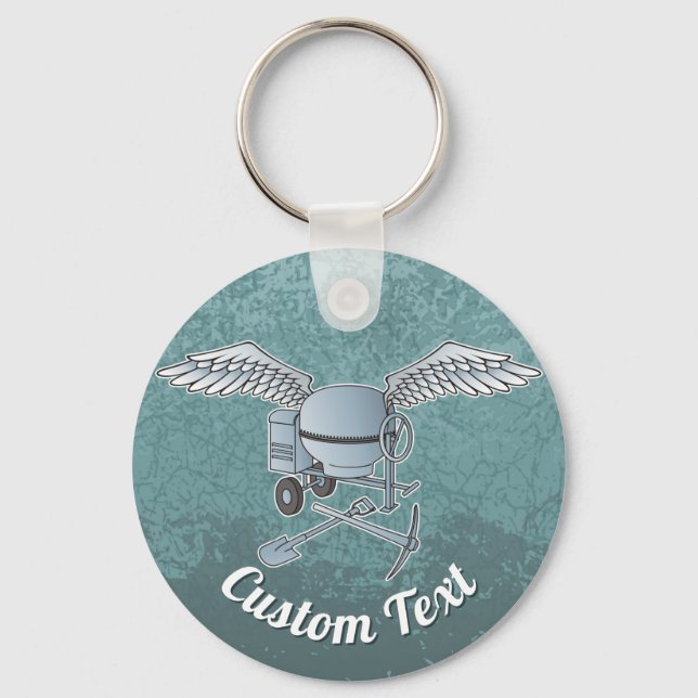 Concrete mixer blue-gray keychain (Front)