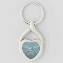 Concrete mixer blue-gray keychain