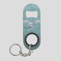 Concrete mixer blue-gray keychain bottle opener