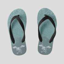 Concrete mixer blue-gray kid's flip flops