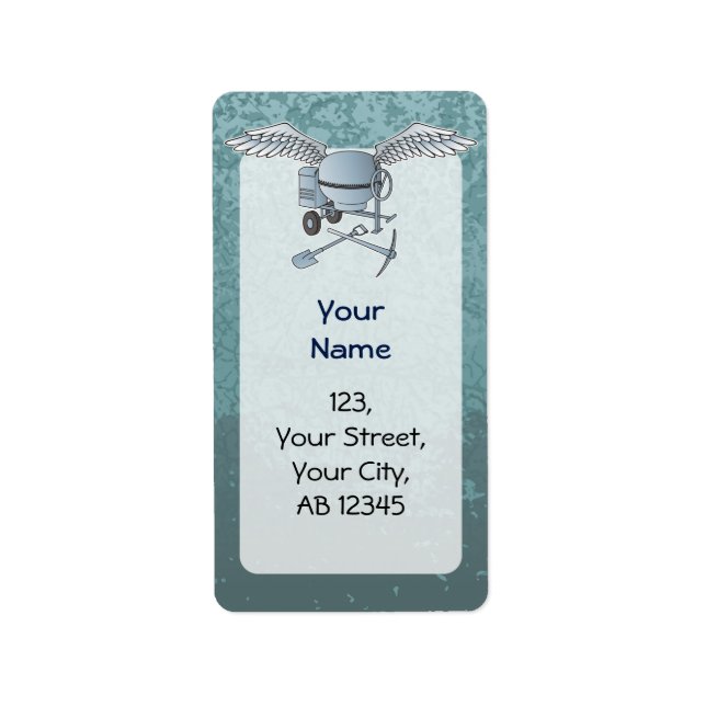 Concrete mixer blue-gray label (Front)