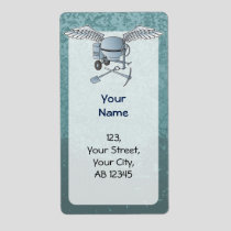 Concrete mixer blue-gray label