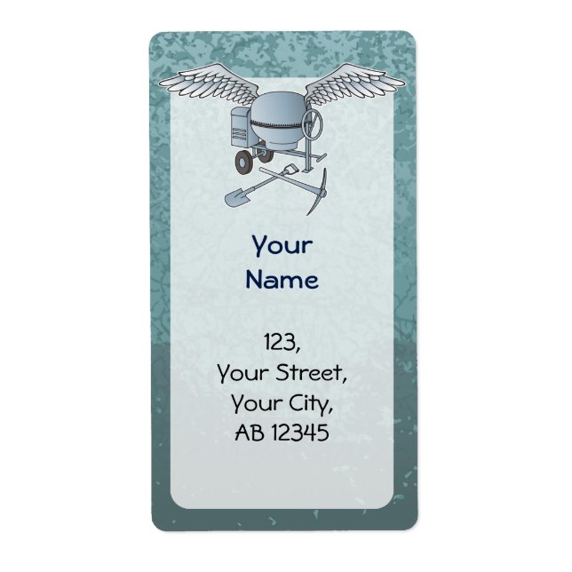 Concrete mixer blue-gray label (Front)