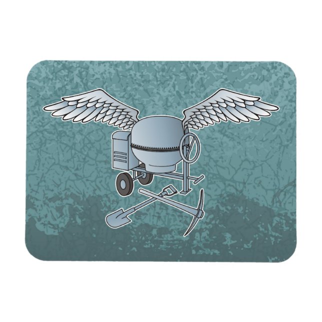 Concrete mixer blue-gray magnet (Horizontal)