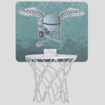 Concrete mixer blue-gray mini basketball hoop